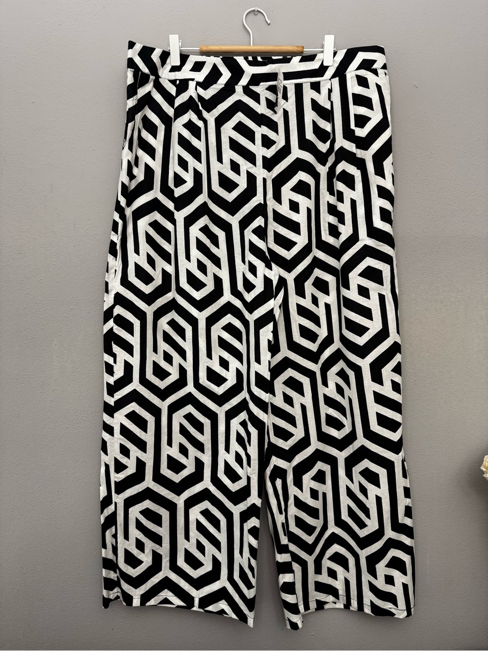 NWT Ashley Stewart Kaktus Geometric Wide Leg Pants Plus Size 1X Cotton Boho - Picture 2 of 11